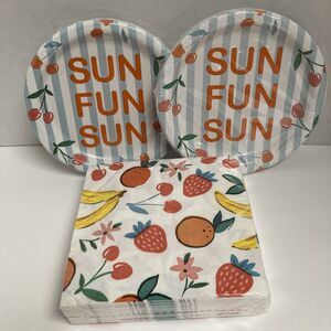 Lunch Paper Plates 7 inch & Napkins 6.5 inch H for Happy 36 of each